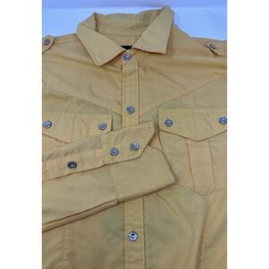 El General Mens Yellow Button Up Long Sleeve‎ Shirt with Embellishments Size XL
